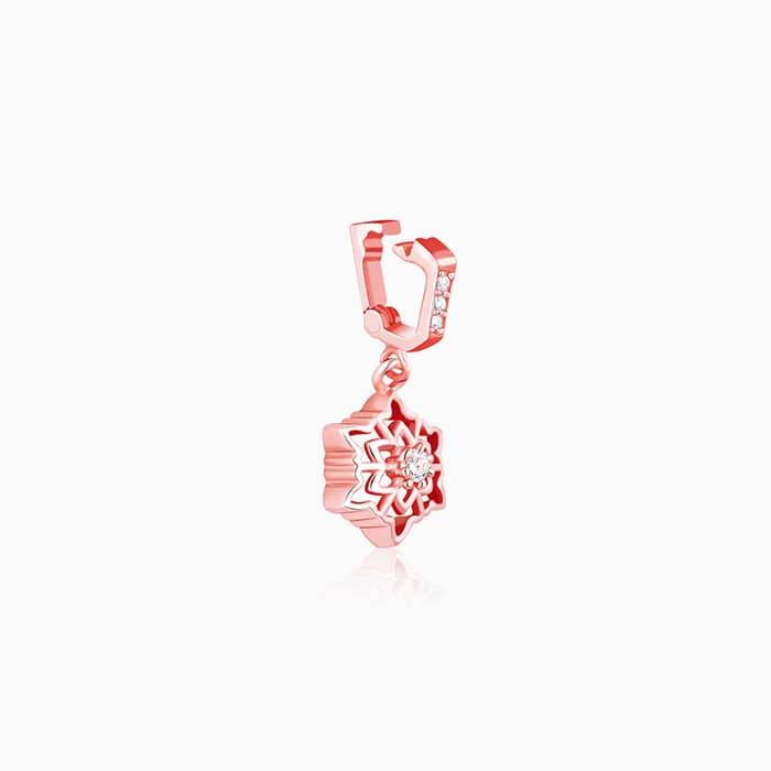 Giva 925 Sterling Silver Rose Gold Snowflake Charm - Without Chain, Fits In Bracelet, Pend : CR045