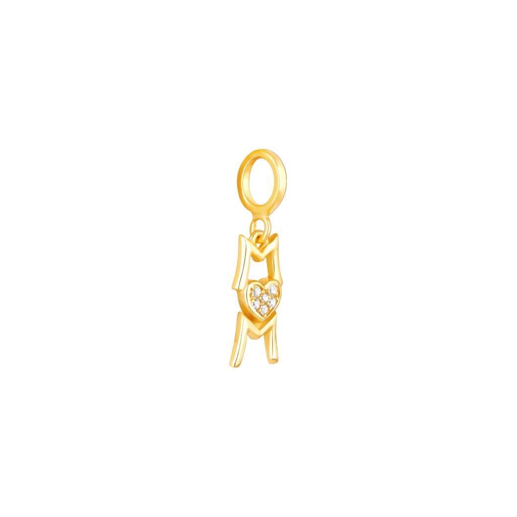 Giva 925 Sterling Silver Golden Classic Mom Heart Charm - Without Chain, Fits In Bracelet, Pendant And Necklac : CR06