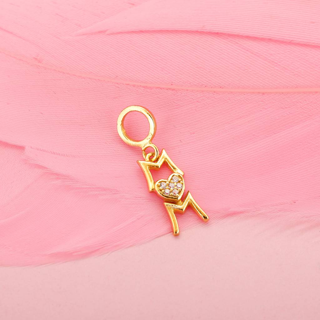Giva 925 Sterling Silver Golden Classic Mom Heart Charm - Without Chain, Fits In Bracelet, Pendant And Necklac : CR06