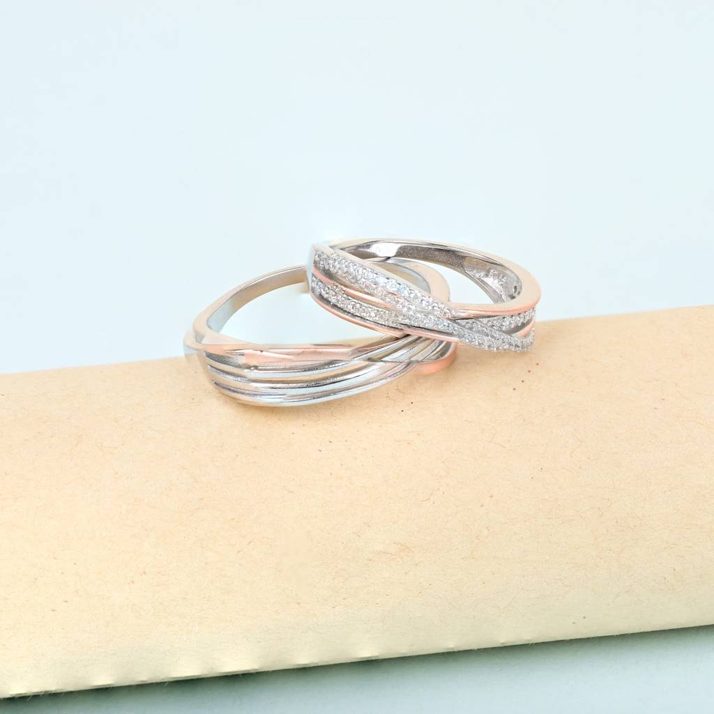 Charming Waves Rose Gold Couple Ring