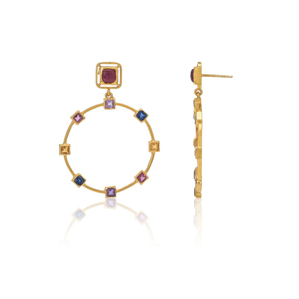 Zoie Multi Gemstone Hoop Earring : CS-ER-01