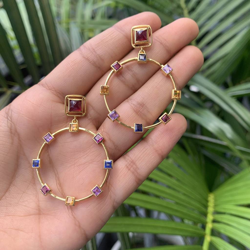 Zoie Multi Gemstone Hoop Earring : CS-ER-01