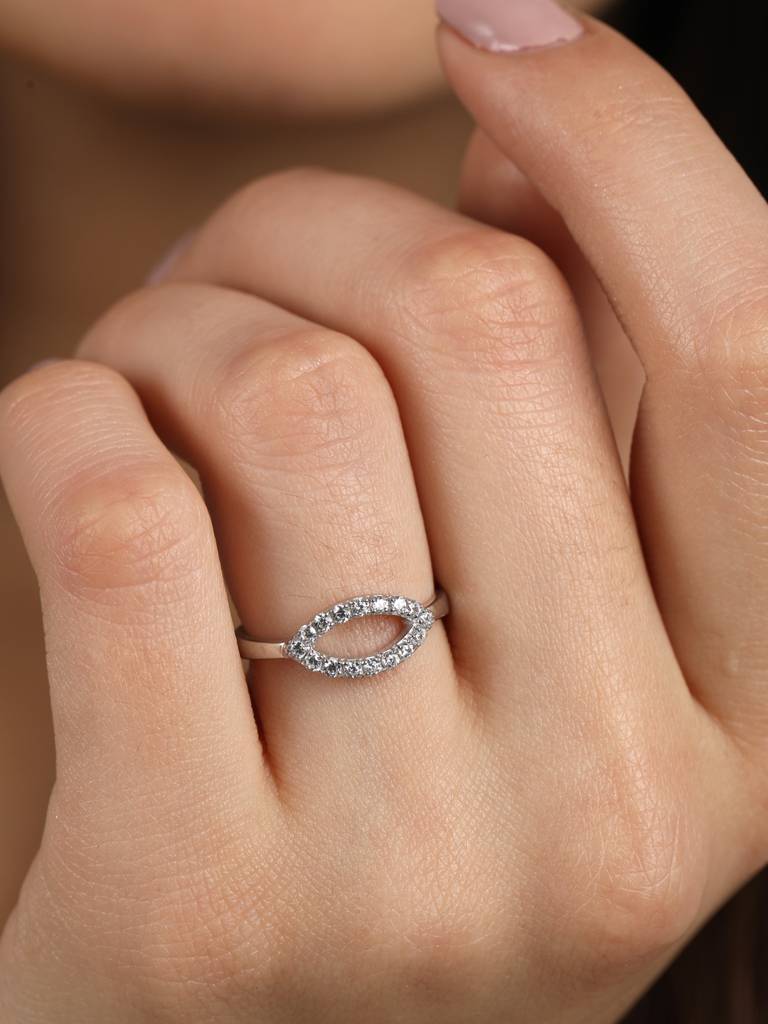925 Sterling Silver Rhodium Plated Swiss Zirconia Eye Ring With Adjustable Band Gift For Women & Girls : CSADJR4_F