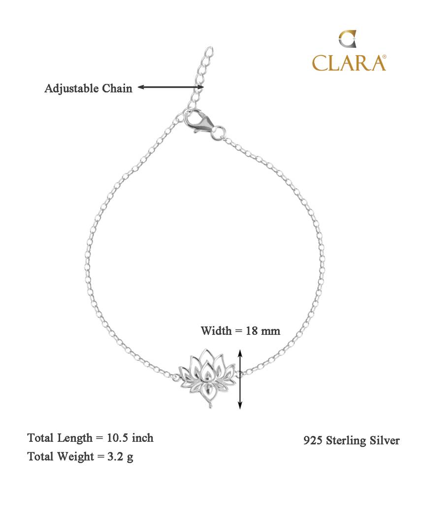 925 Sterling Silver Lotus Adjustable Chain Anklet Payal ( Single ) Gift For Women & Girls : CSANK10