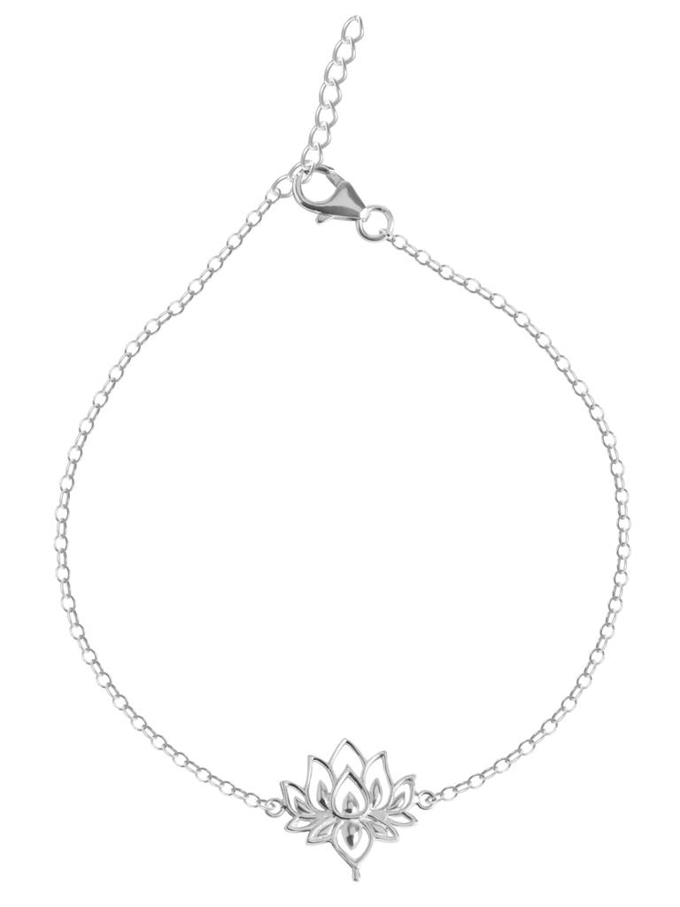 925 Sterling Silver Lotus Adjustable Chain Anklet Payal ( Single ) Gift For Women & Girls : CSANK10