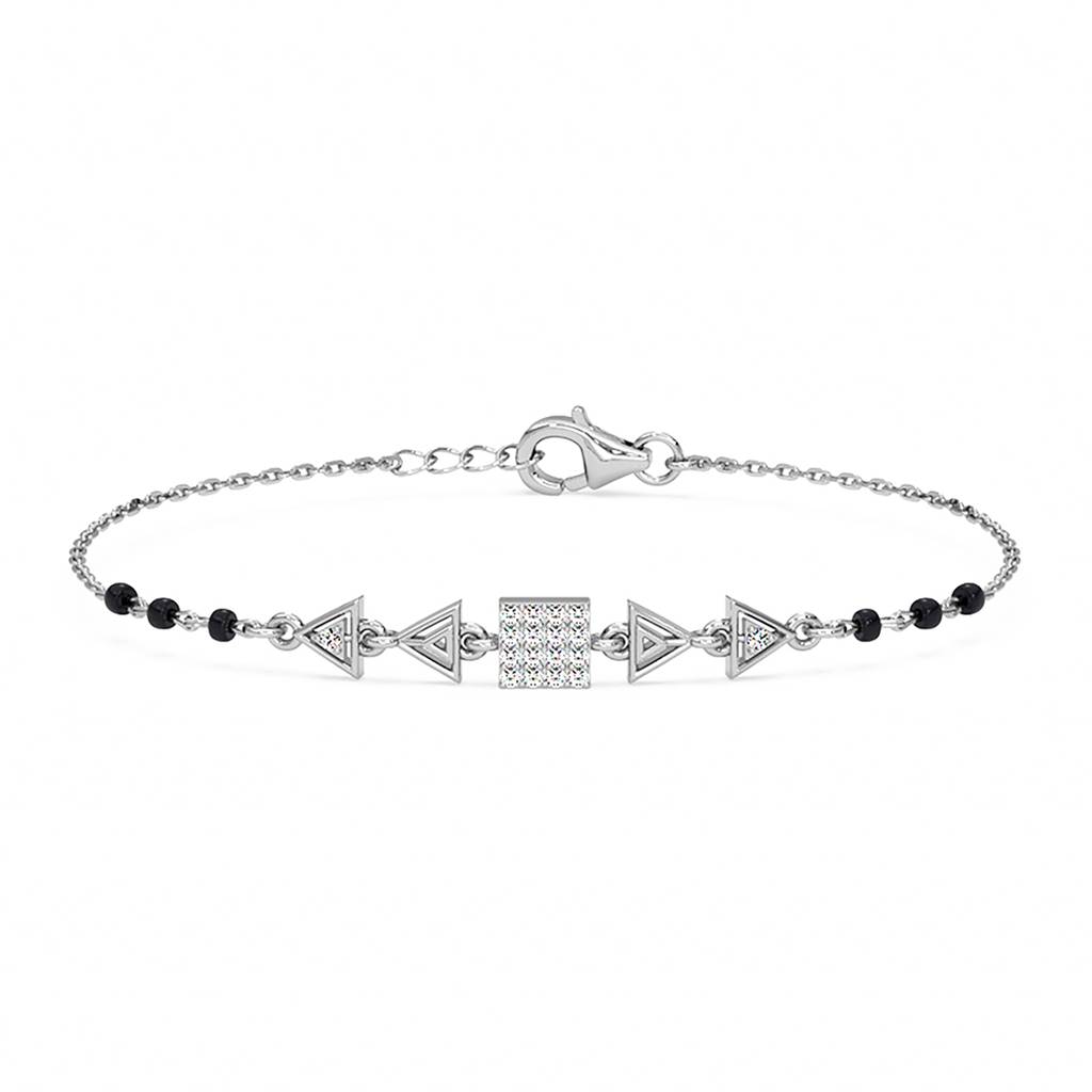Aniya Hand Mangalsutra Adjustable Bracelet With Black Beads Chain Gift For Women : CSBRF57_MCH