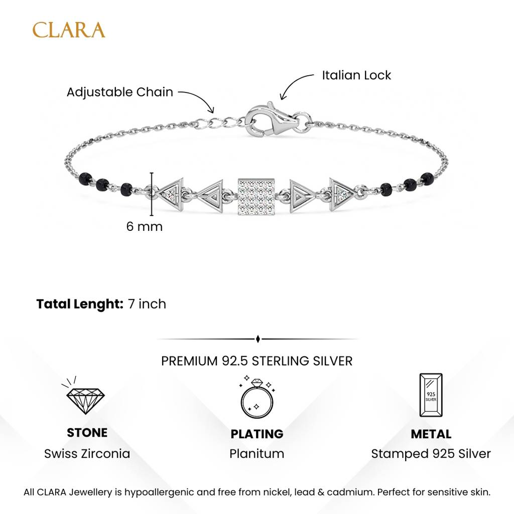 Aniya Hand Mangalsutra Adjustable Bracelet With Black Beads Chain Gift For Women : CSBRF57_MCH