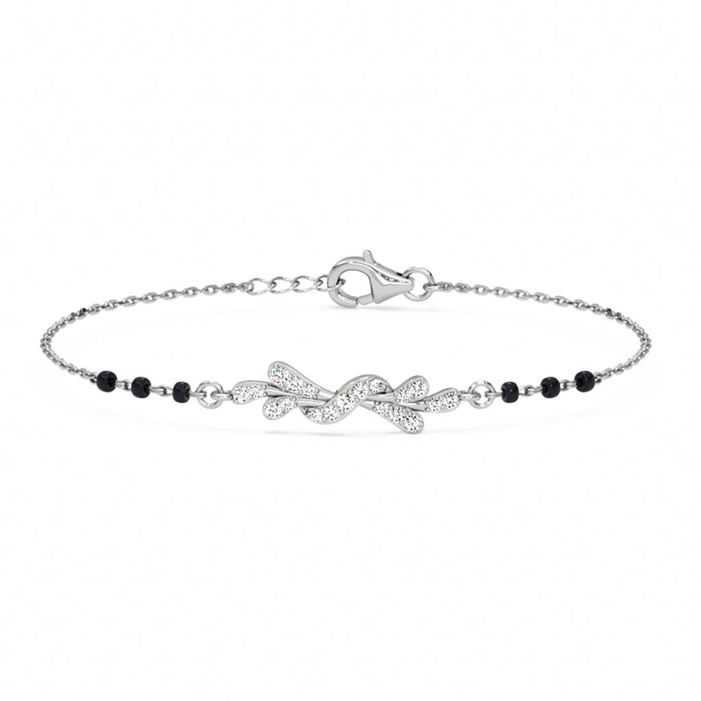 Ziya Twisted Hand Mangalsutra Adjustable Bracelet With Black Beads Chain Gift For Women : CSBRF59_MCH