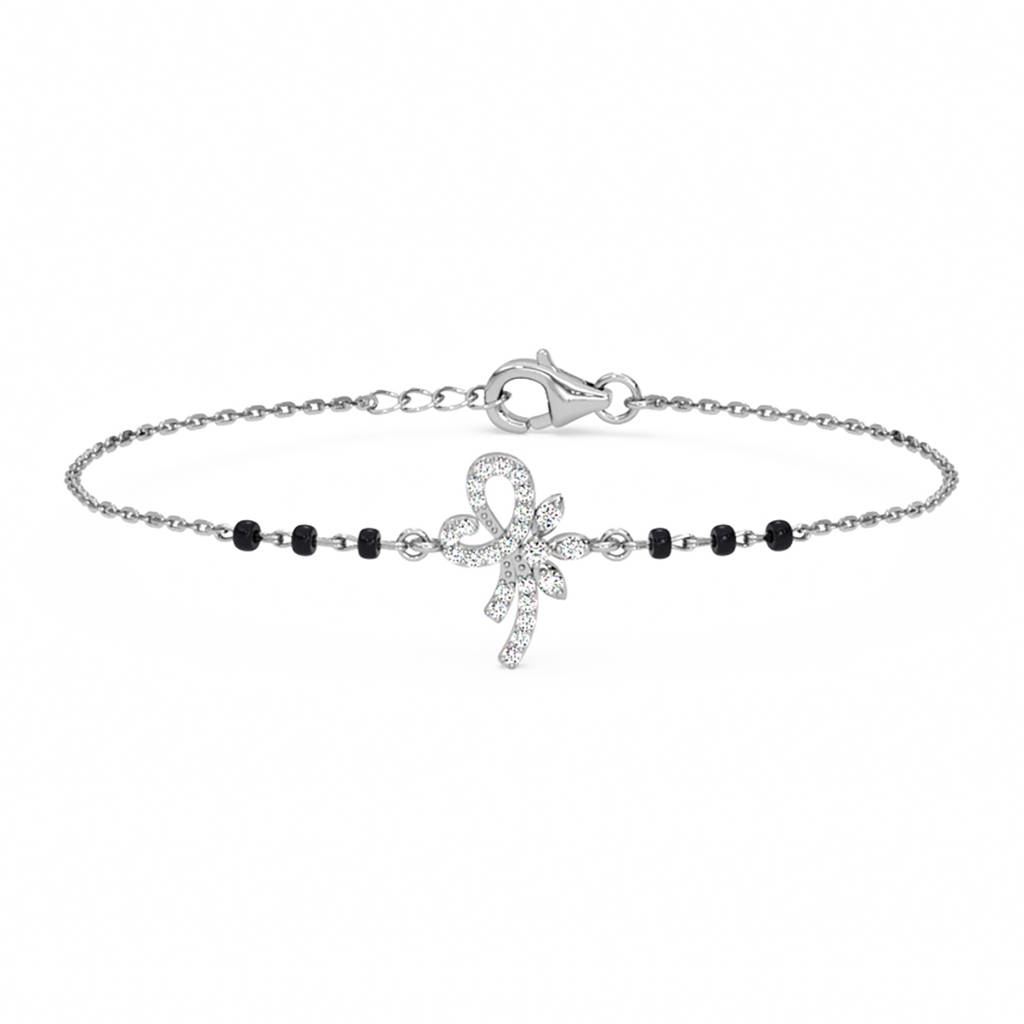 Irya Hand Mangalsutra Adjustable Bracelet With Black Beads Chain Gift For Wife : CSBRF64_MCH