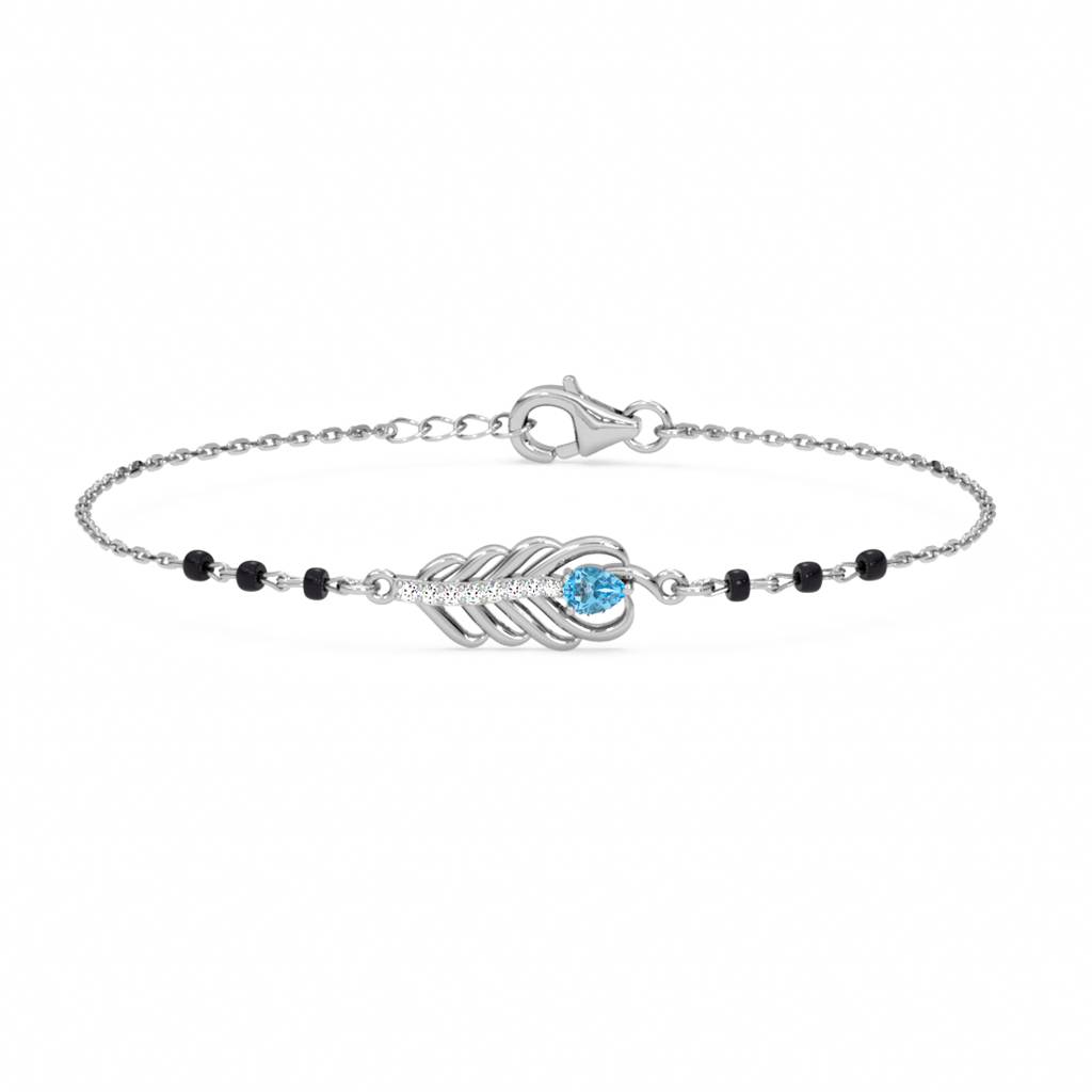 Hiya Morpankh Hand Mangalsutra Adjustable Bracelet With Black Beads Chain Gift For Wife : CSBRF65_MCH