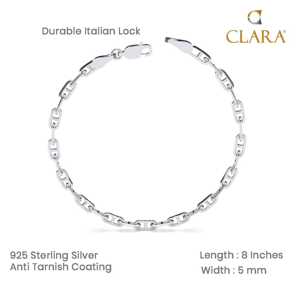 Pure 925 Sterling Silver Soren Men Bracelet In 8 Inches Gift For Men & Boys With Certificate Of Authenticity & 925 S : CSBRM10