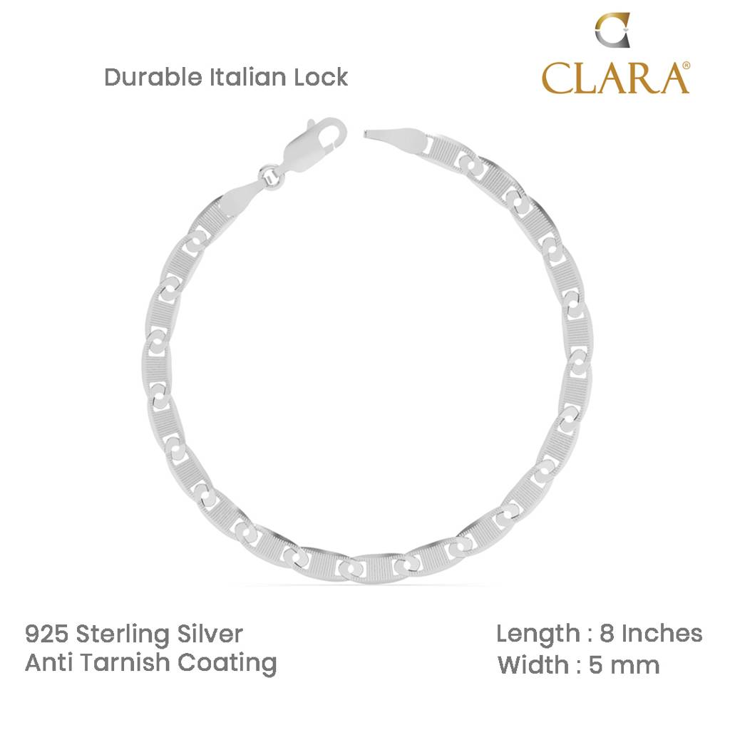 Pure 925 Sterling Silver Zoltan Men Bracelet In 8 Inches Gift For Men & Boys With Certificate Of Authenticity & 925  : CSBRM12
