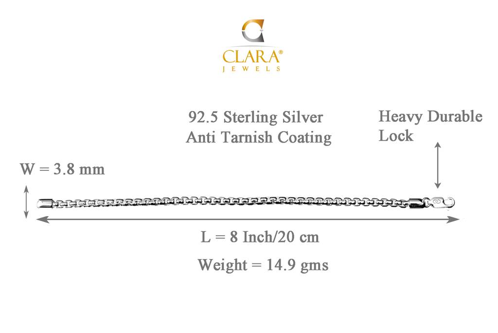 Anti-Tarnish 925 Sterling Silver Bracelet 8 Inch Gift For Men & Boys : CSBRM8