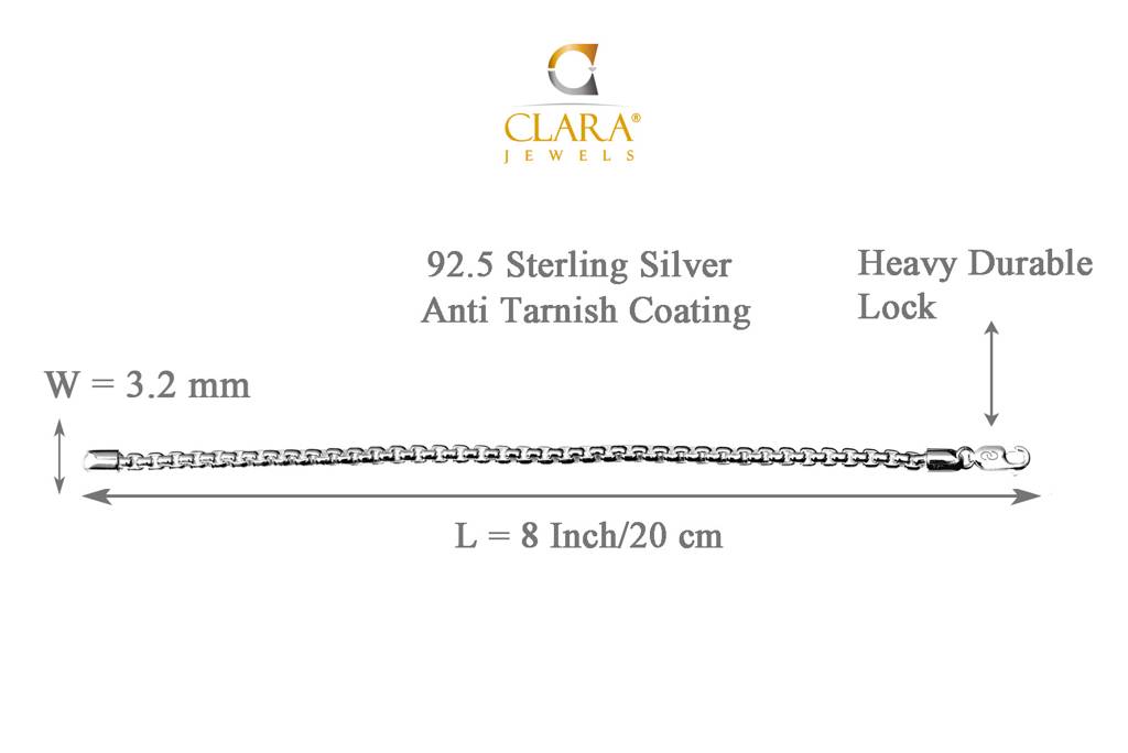 Anti-Tarnish 925 Sterling Silver Bracelet 8 Inch Gift For Men & Boys : CSBRM8