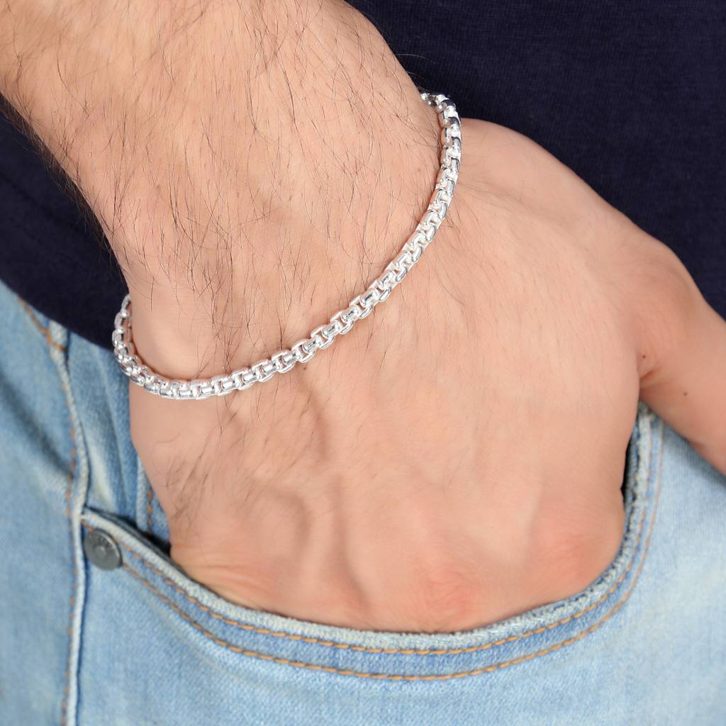 Anti-Tarnish 925 Sterling Silver Bracelet 8 Inch Gift For Men & Boys : CSBRM8