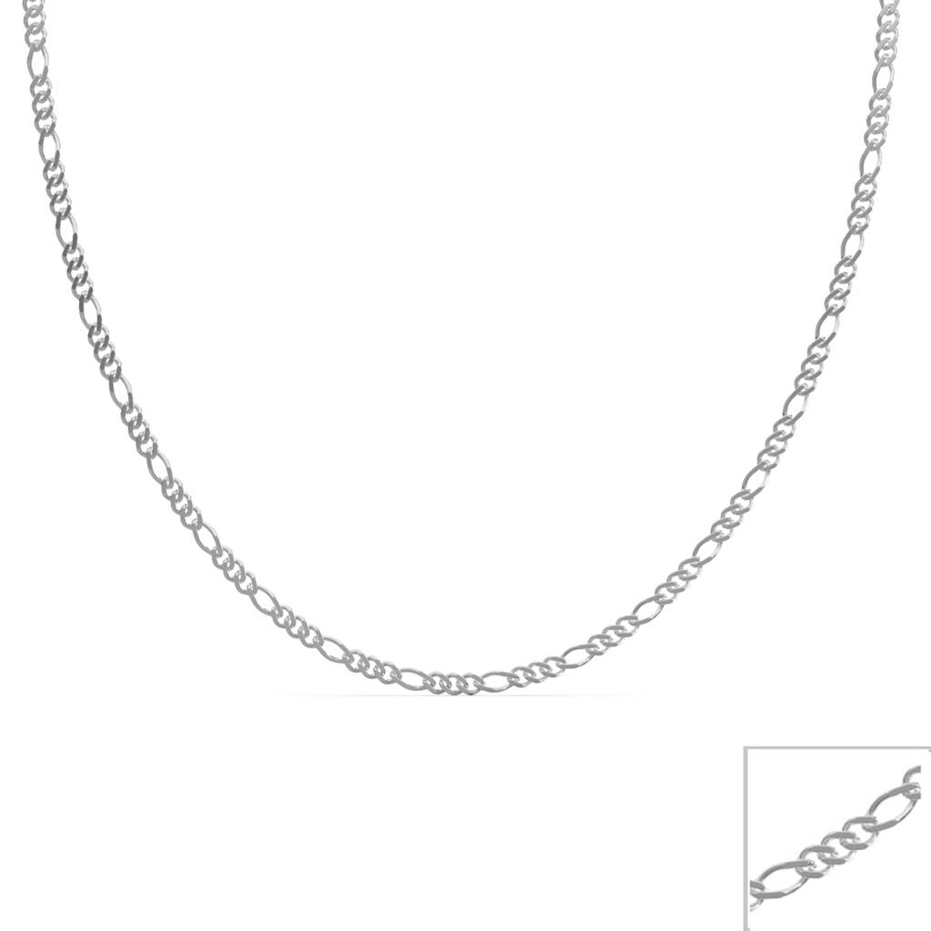 925 Sterling Silver Figaro Chain Necklace In 18 Inches Gift For Women & Girls With Certificate Of Authenticity : CSCHAINF10_18