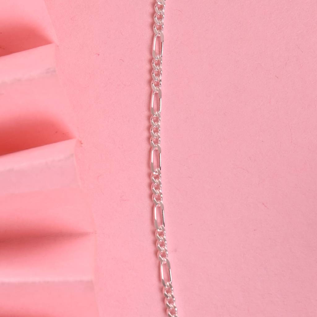 925 Sterling Silver Figaro Chain Necklace In 18 Inches Gift For Women & Girls With Certificate Of Authenticity : CSCHAINF10_18