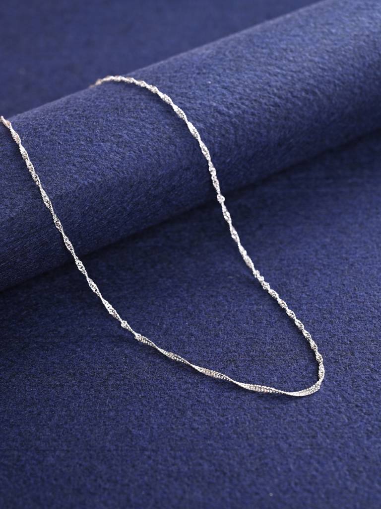 925 Sterling Silver Twisted Chain Necklace In 18 Inches Gift For Women & Girls With Certificate Of Authenticit : CSCHAINF11_18