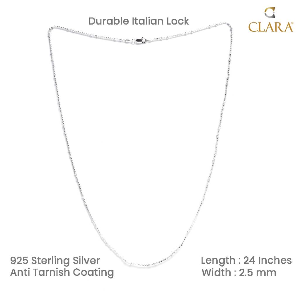 925 Silver Ball Men Chain Necklace In 24 Inches Gift For Men & Boys With Certificate Of Authenticity & 925 Stamp : CSCHAINM10_24