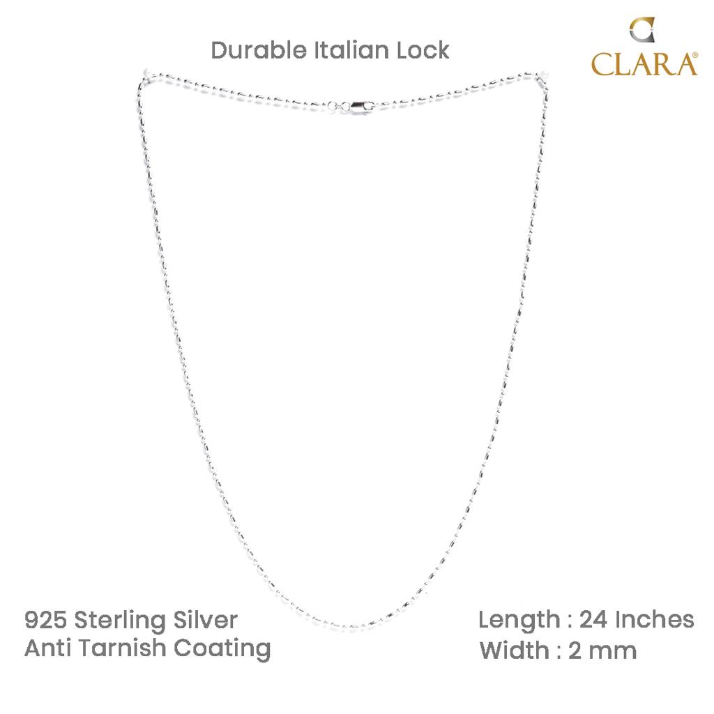 925 Silver Designer Men Chain Necklace In 24 Inches Gift For Men & Boys With Certificate Of Authenticity & 925 : CSCHAINM11_24