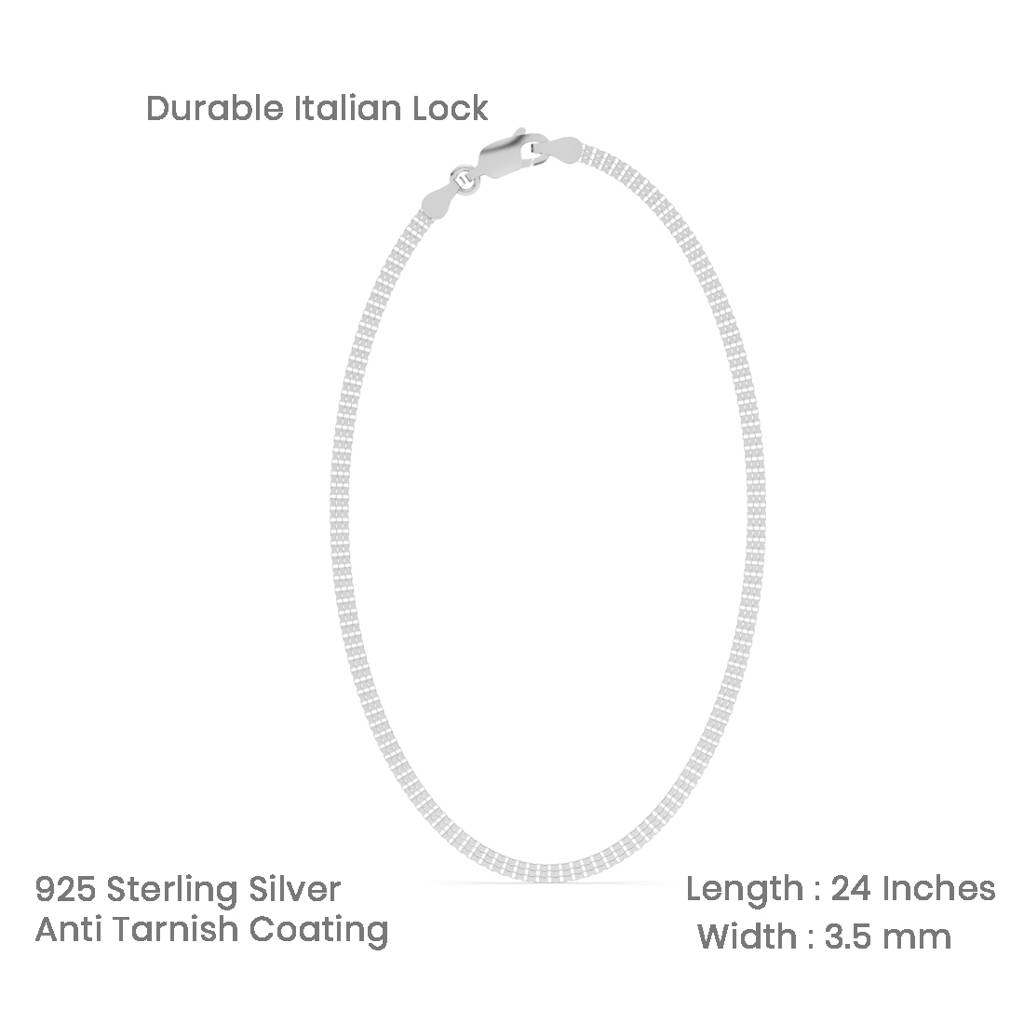 925 Silver Magnus Men Chain Necklace In 24 Inches Gift For Men & Boys With Certificate Of Authenticity & 925 S : CSCHAINM12_24