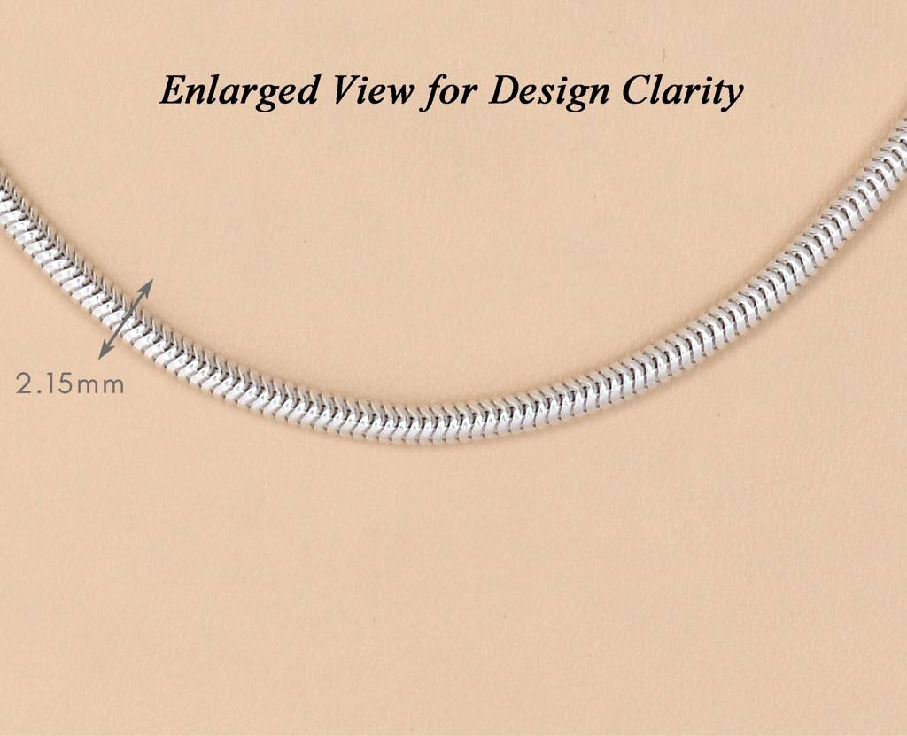 Anti-Tarnish 925 Sterling Silver Snake Chain Necklace In 24 Inches For Men & Boys : CSCHAINM2_24