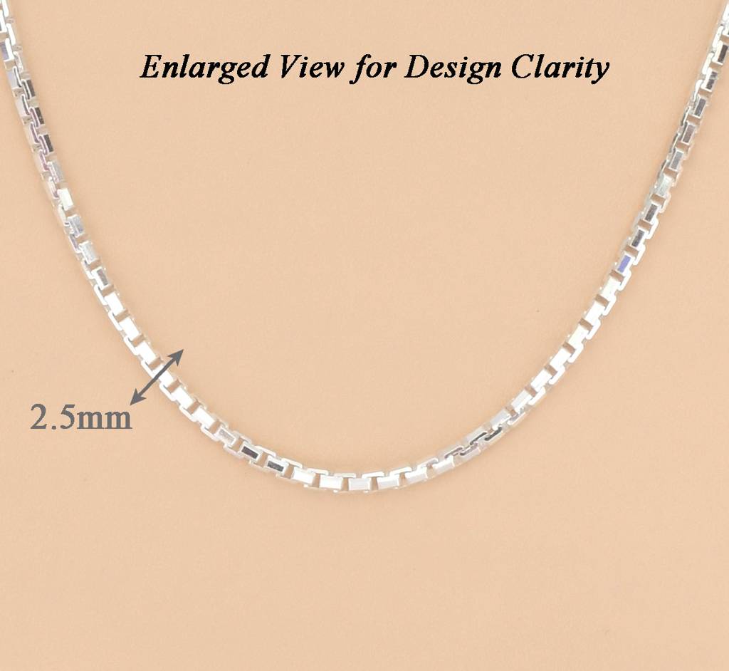 Anti-Tarnish 925 Sterling Silver Box Chain Necklace In 24 Inches For Men & Boys : CSCHAINM7_24