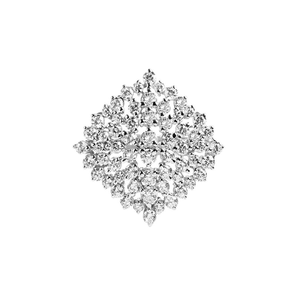 925 Sterling Silver Rhodium Plated Swiss Zirconia Cluster Adjustable Cocktail Ring Jewellery Gift For Women And Girls : CSCKTLR3