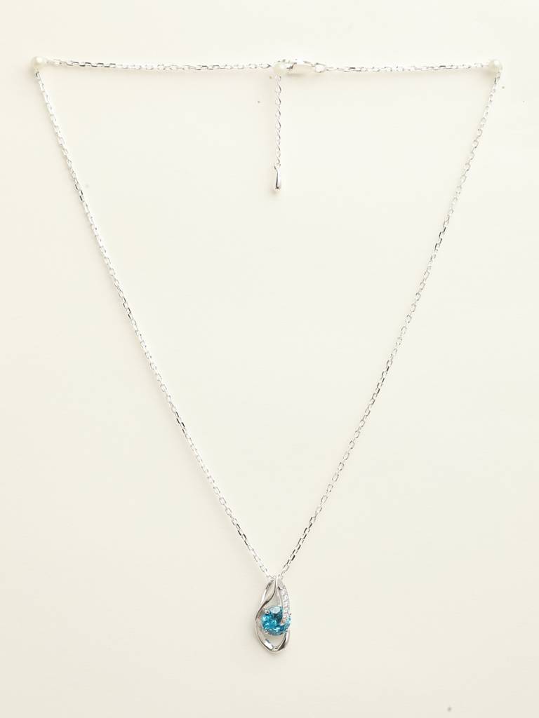 92.5 Sterling Silver Rhodium Plated Swiss Zirconia Sky Blue Eye Pendant With Chain Gift For Women & Girls : CSCLRP3RD_BT