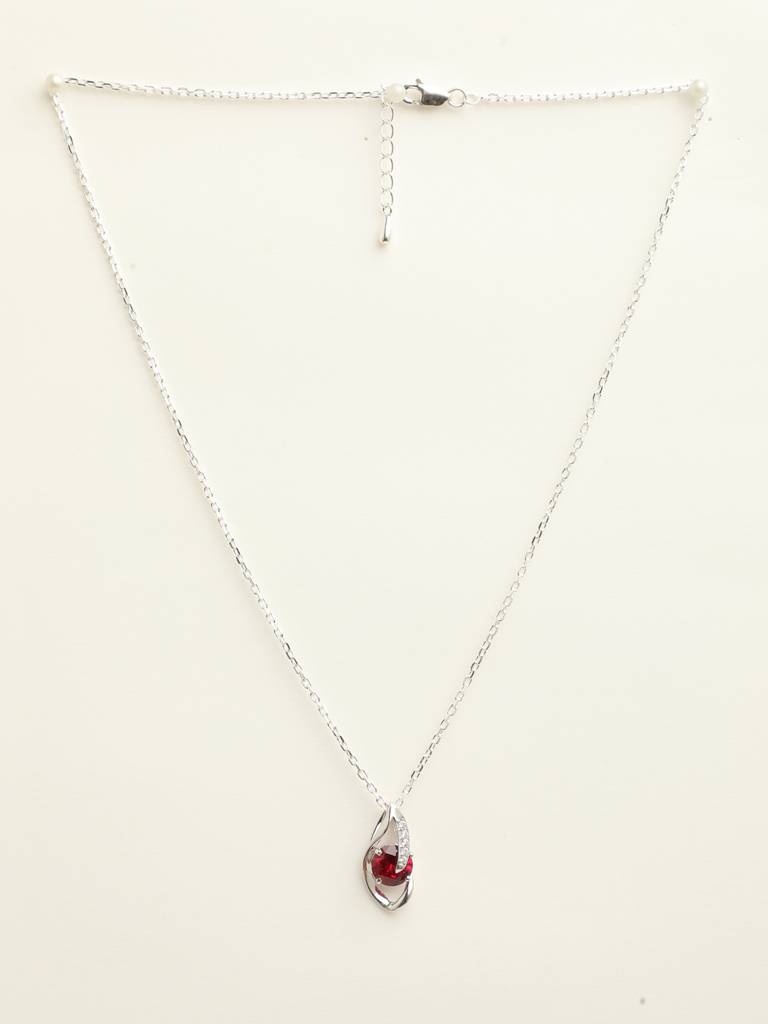 92.5 Sterling Silver Rhodium Plated Swiss Zirconia Blood Red Eye Pendant With Chain Gift For Women & Girls : CSCLRP3RD_RU