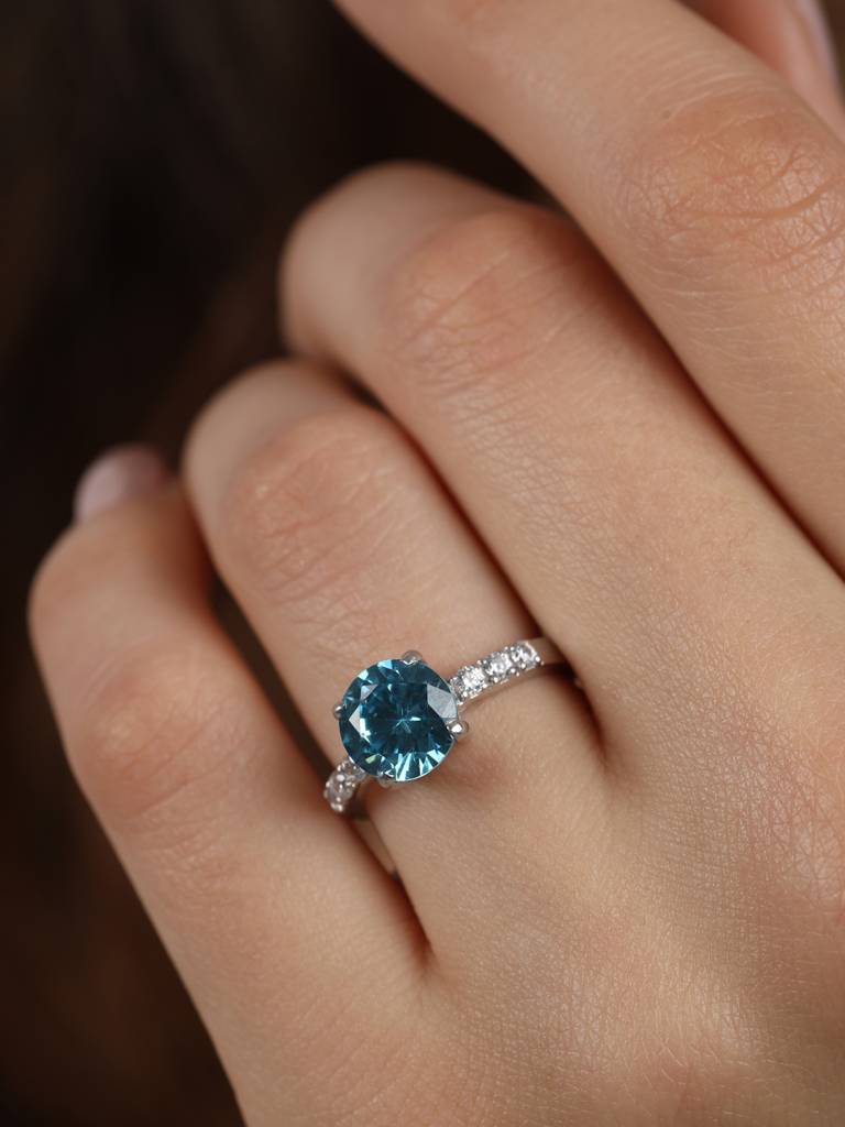 925 Sterling Silver Rhodium Plated Swiss Zirconia Sky Blue Eye Ring With Adjustable Band Gift For Women & Girls : CSCLRR3RD_BT