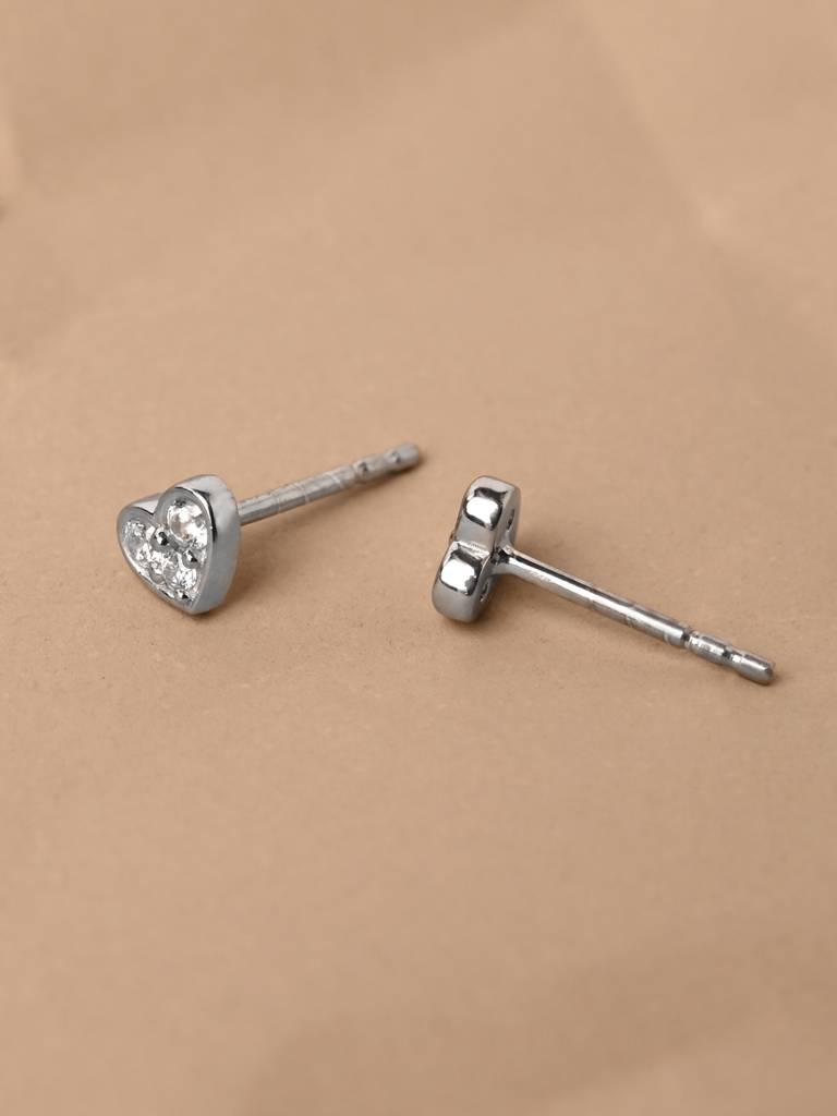 925 Sterling Silver Minimal Daily Wear Heart Studs Earrings For Kids & Girls : CSE11