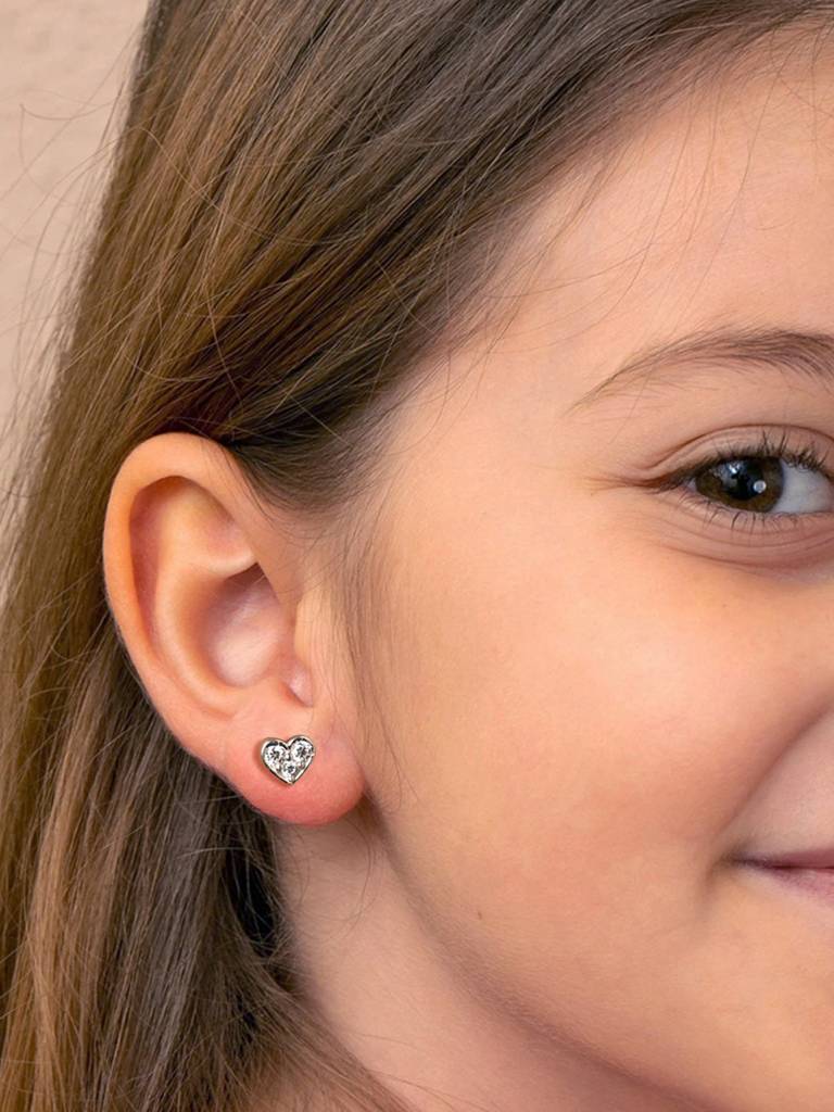 925 Sterling Silver Minimal Daily Wear Heart Studs Earrings For Kids & Girls : CSE11