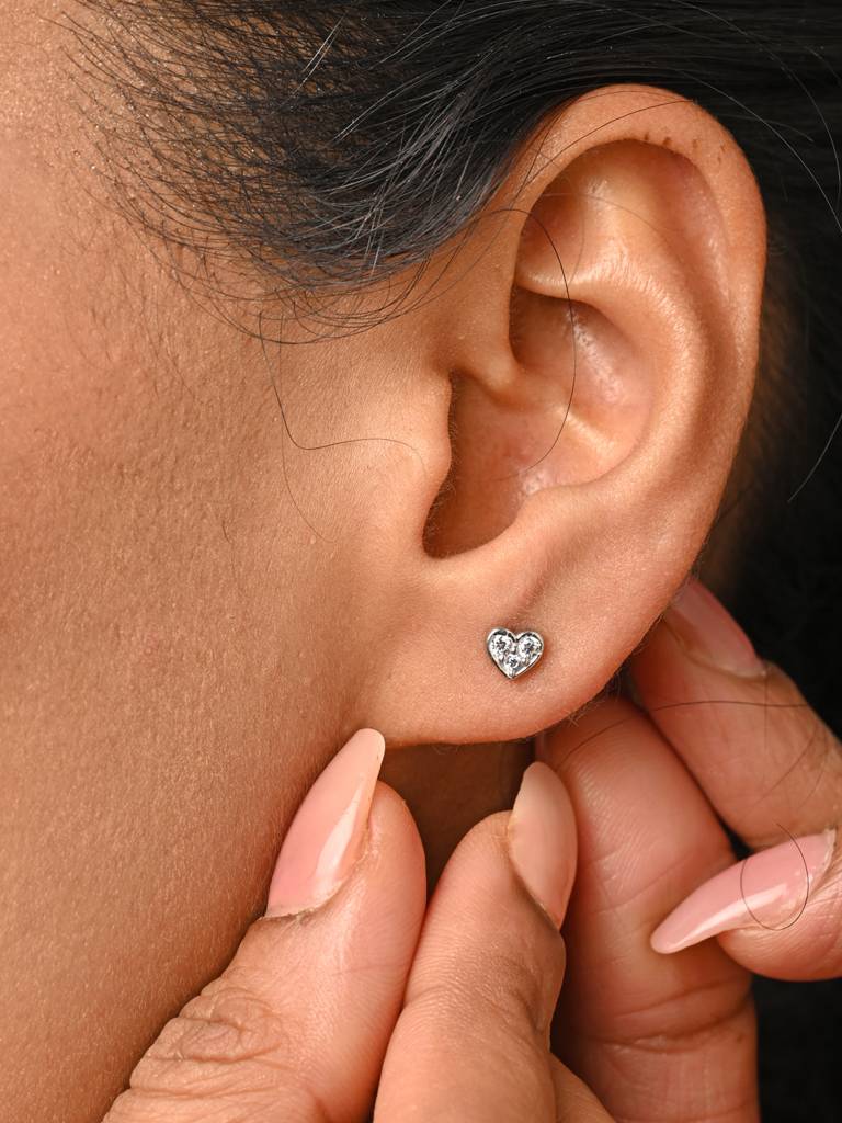 925 Sterling Silver Minimal Daily Wear Heart Studs Earrings For Kids & Girls : CSE11