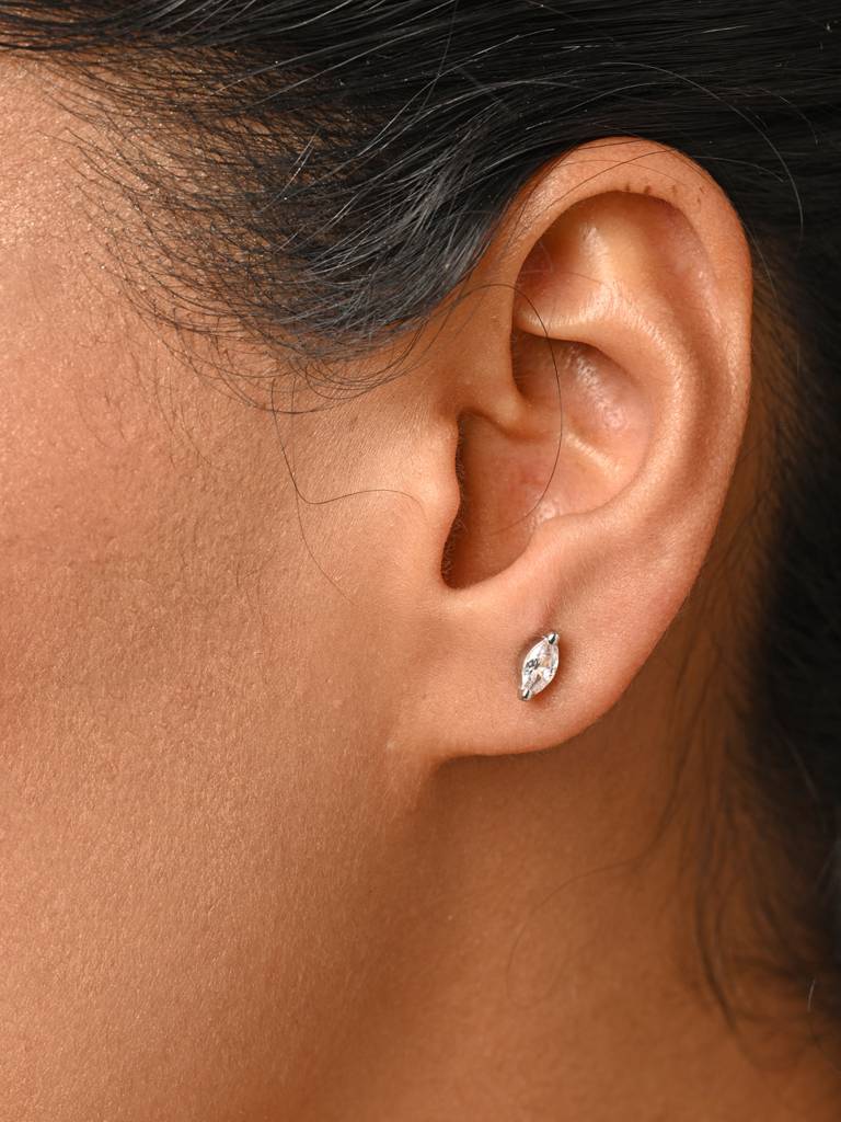 925 Sterling Silver Minimal Daily Wear Marquise Studs Earrings For Kids & Girls : CSE12