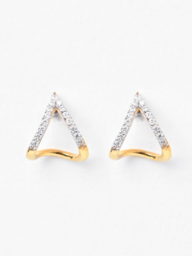925 Sterling Silver Gold Rhodium Plated Swiss Zirconia Huggies Earrings Gift For Women & Girls : CSE14