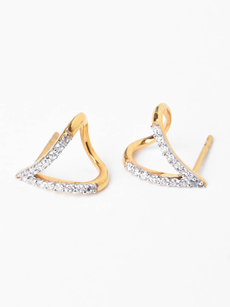 925 Sterling Silver Gold Rhodium Plated Swiss Zirconia Huggies Earrings Gift For Women & Girls : CSE14