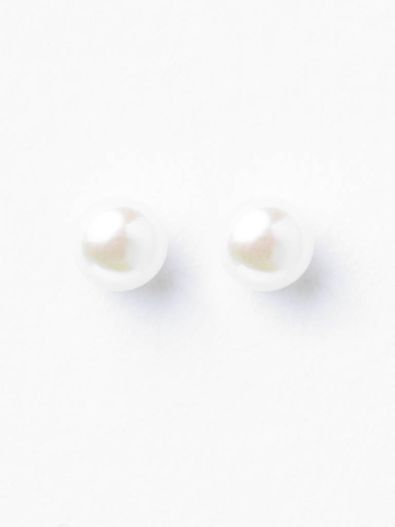 925 Pure Sterling Silver Rhodium Plated Real White Pearl 5 Mm Studs Earrings Gift For Women & Girls : CSE16_5