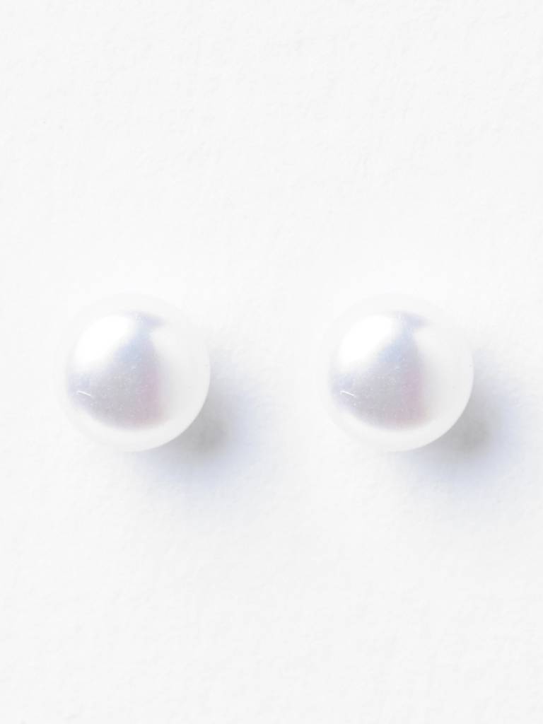 925 Pure Sterling Silver Rhodium Plated Real White Pearl 7 Mm Studs Earrings Gift For Women & Girls : CSE16_7