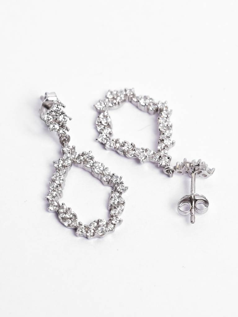 925 Sterling Silver Platinum Plated Swiss Zirconia Frida Studded Dangler Earrings Gift For Women & Girls : CSE21