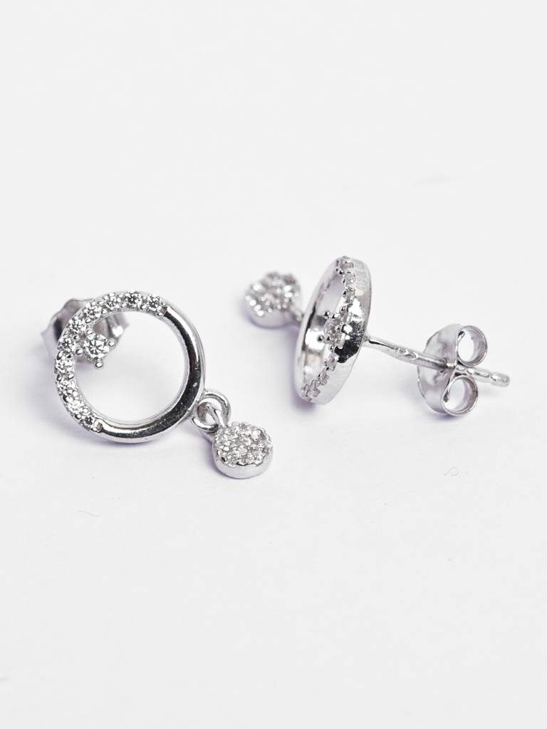 925 Sterling Silver Platinum Plated Swiss Zirconia Anja Bali Drop Earrings Gift For Women & Girls : CSE24