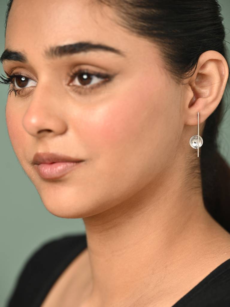 925 Sterling Silver Platinum Plated Isa Geometric Earrings Gift For Women & Girls : CSE26