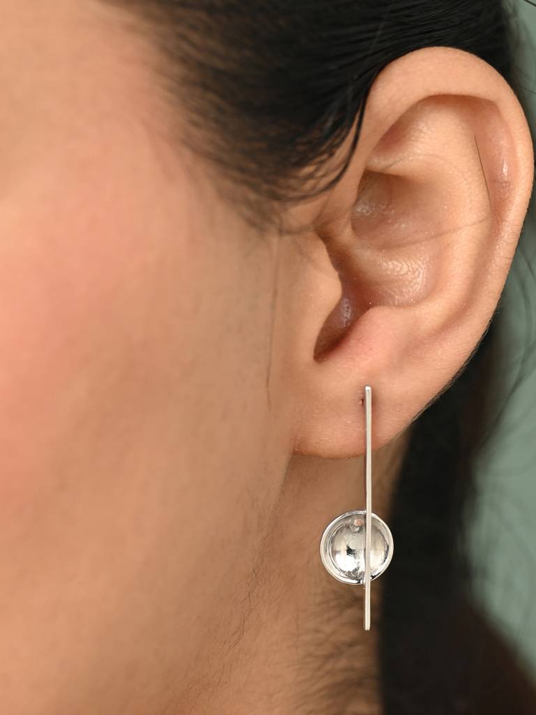 925 Sterling Silver Platinum Plated Isa Geometric Earrings Gift For Women & Girls : CSE26