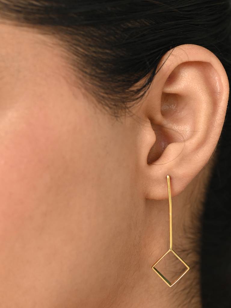 925 Sterling Silver Gold Plated Aya Geometric Earrings Gift For Women & Girls : CSE27