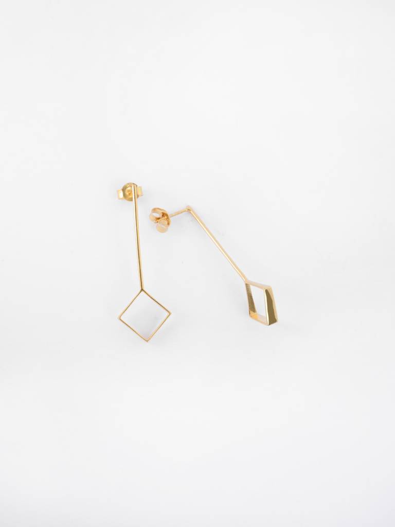 925 Sterling Silver Gold Plated Aya Geometric Earrings Gift For Women & Girls : CSE27