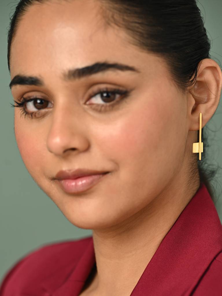 925 Sterling Silver Gold Plated Yara Geometric Earrings Gift For Women & Girls : CSE28