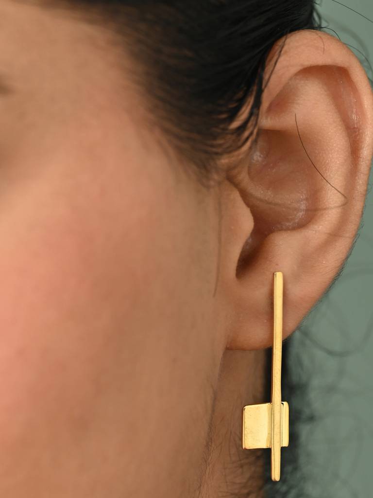 925 Sterling Silver Gold Plated Yara Geometric Earrings Gift For Women & Girls : CSE28