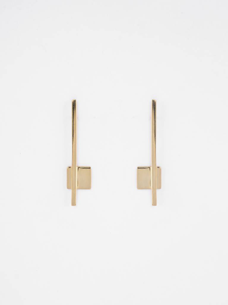 925 Sterling Silver Gold Plated Yara Geometric Earrings Gift For Women & Girls : CSE28