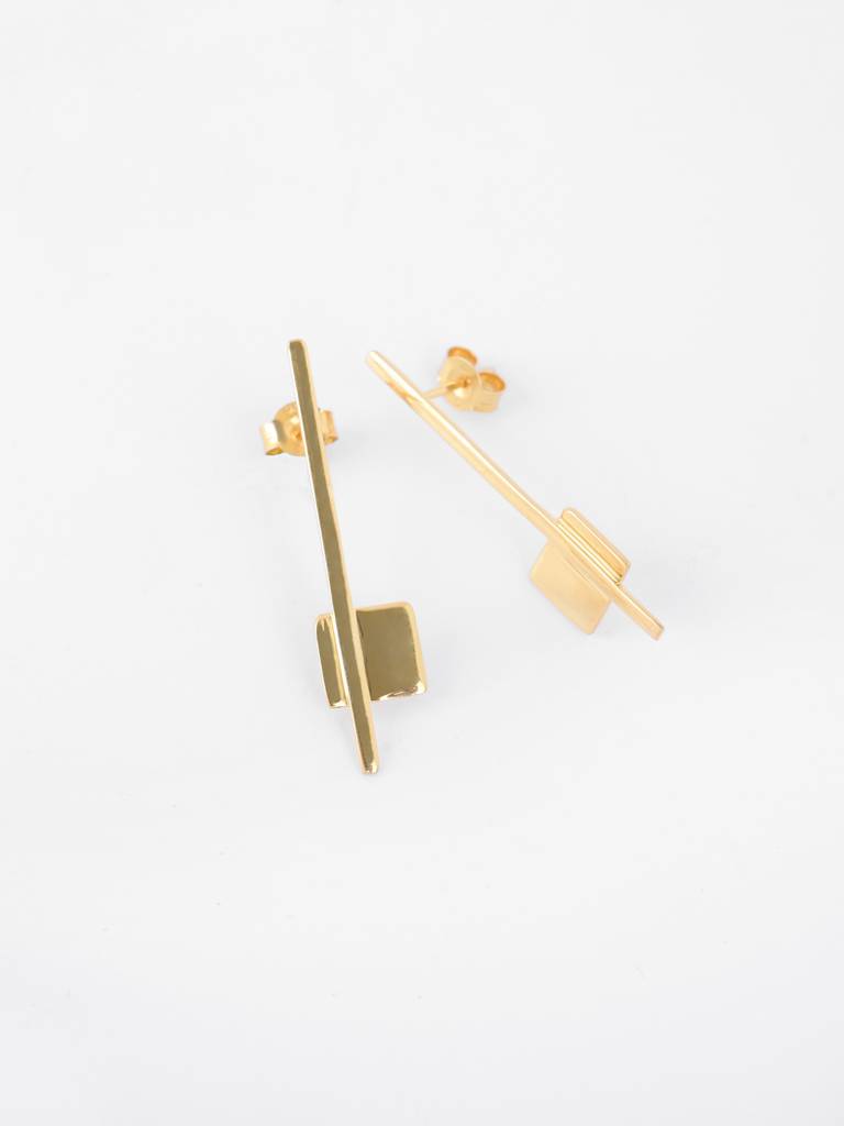925 Sterling Silver Gold Plated Yara Geometric Earrings Gift For Women & Girls : CSE28