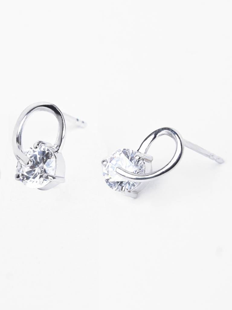 925 Sterling Silver Rhodium Plated Swiss Zirconia Solitaire Studs Earrings Gift For Women & Girls : CSE2
